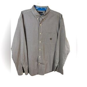 Chaps mens button down size XL tall color brown and white.